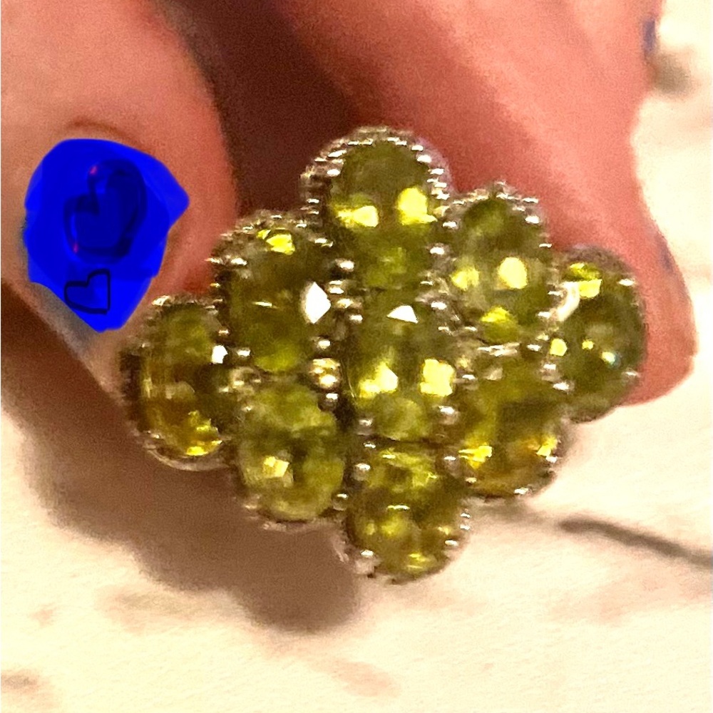 Exquisite925💚&14kGreen Peridot Ring!Size8aprox Era1890 - Picture 4 of 16